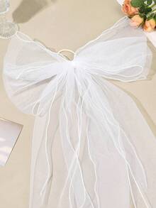 1件套新娘婚纱头纱，大蝴蝶结设计发带，适用于婚礼、摄影、登记、孕妇摄影 - 彩色 - 查看 9