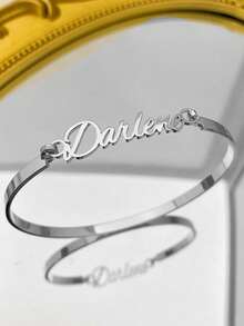 Customized Clasp Name Bracelet, 18K Gold Plated Stainless Steel Waterproof Bracelet, Punk Heart Romantic Personalized Gift For Summer - As Shown - View 14