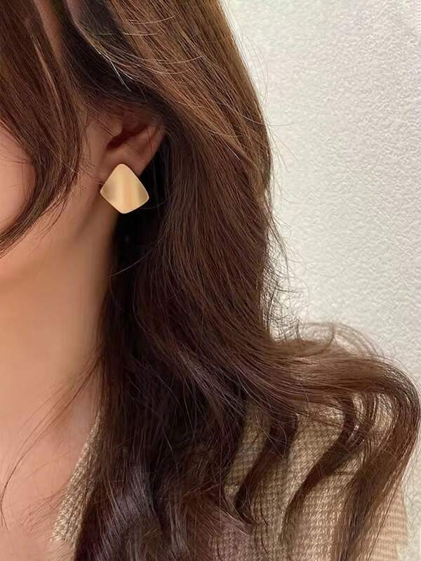 2pcs Matte Minimalist Golden Square Earrings Square Vintage Stud Earrings For Women Luxury Elegant Jewelry Gift