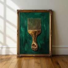 1幅装裱/未装裱非洲力量帆布海报，金色绿色可选，非洲中心主义奢华墙面艺术印刷品，简约少女风房间美学装饰复古画，适用于公寓、客厅、卧室、现代家居装饰 - A - 查看 4