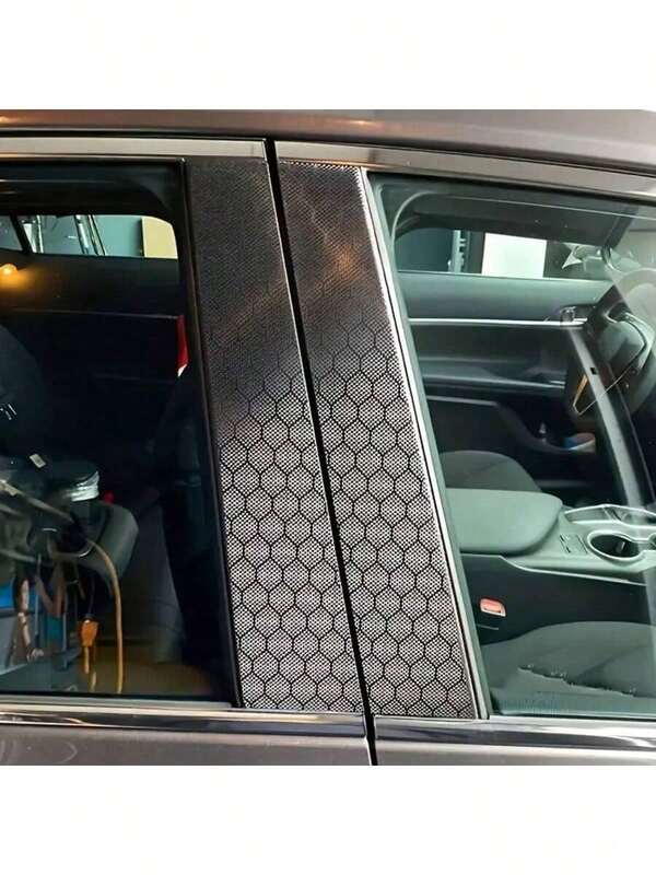 1pc Hexagon Honeycomb Carbon Fiber Car Wrap Film, PET Vinyl Car Wrap Film - Black Vinyl Film For Vehicle Color Change, Scratch Cover And Decal Application, Vinyl Car Wrap Accessories