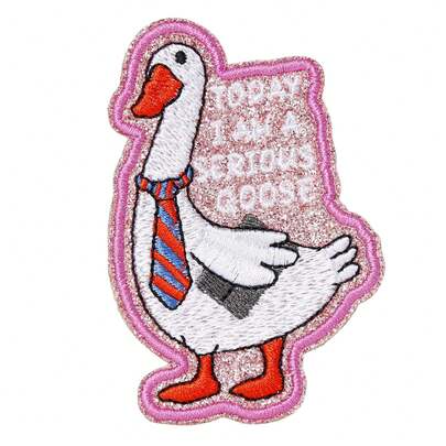 GIURKUU 1 st Idag är jag en seriös gås stryk-på tygmärken, rolig fånig gås tygmärke, rosa meme broderade stryk-på tygmärken för kläder, ryggsäckar, mössa, jeans