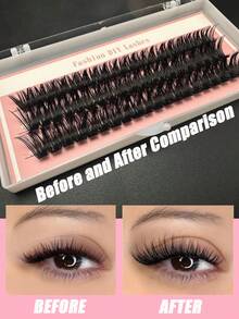 60pcs/Set 80pcs Self-Adhesive Faux Mink Lashes, Fluffy & Soft, 8-16mm Mixed Length Set, Fluffy Individual False Eyelashes, DIY Eyelash Extension, Eyelashes, Eyelash Glue, False Eyelashes - Black - View 5