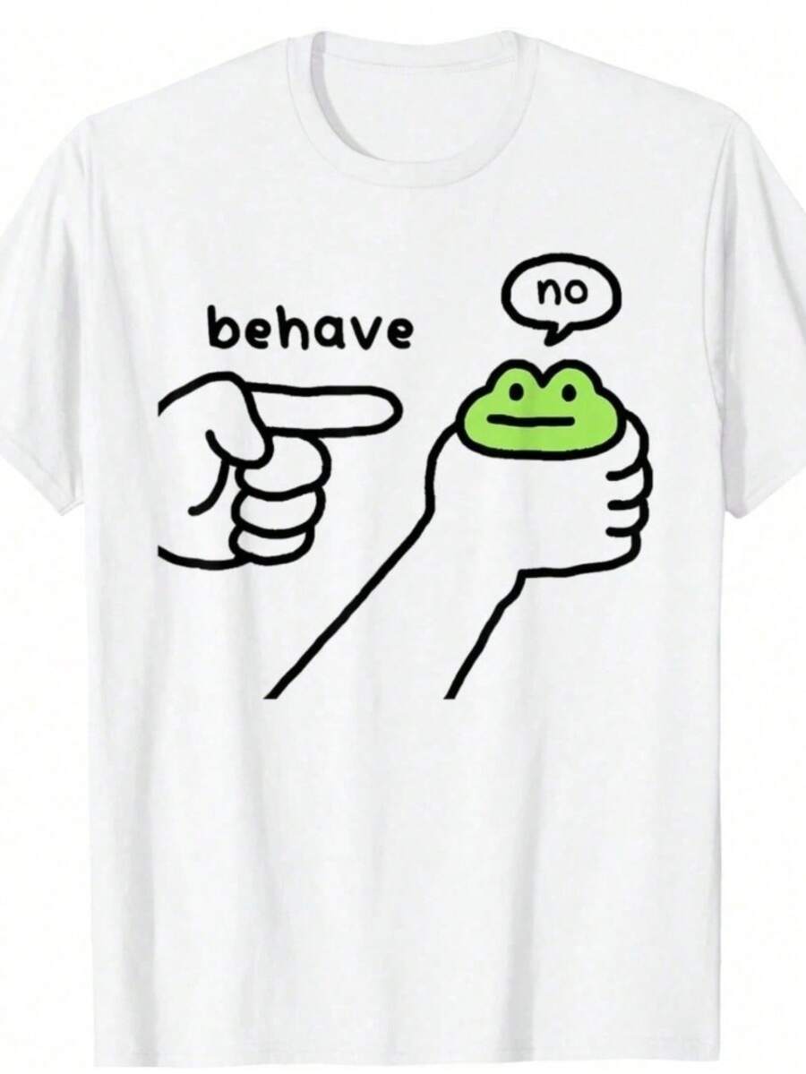 Dishonest Frog Funny Frog Meme Behave No Cartoon Design T-Shirt  A Beautiful And Interesting Women's T-Shirt - A Must-Have For Gift-Giving Elegant Ladies' Clothing Essential For Giving Gifts - 白色 - 查看 1