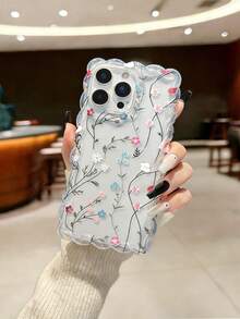 Braided Wave Edge Elegant TPU Floral Painted Shockproof Protective Phone Case Compatible With IPhone 17pro/17Air /17/17promax 16/11/16pro/16plus/16promax/16e/15Promax/13/14/12/XS/XR/7G/8PXR /7/8, Compatible With IPhone 15Promax, 13, 14, Soft TPU Shockproof Painted Case - Multicolor - View 2