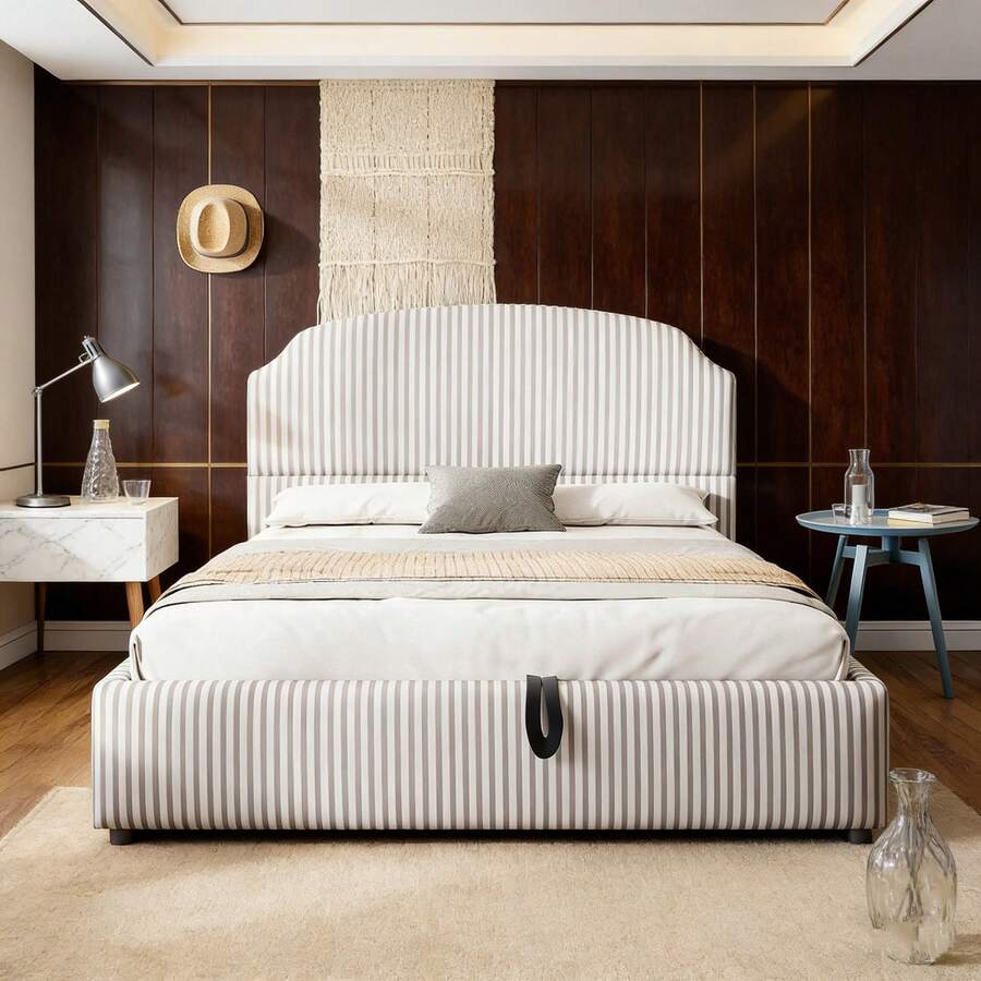 Bed Bases & Foundations - White+ Charcoal + Upholstered + 140cm*200cm - View 1