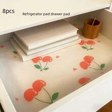 1 Stück wasserdichte Kühlschrankunterlage - feuchtigkeitsbeständig, rutschfest, waschbar, wiederverwendbar. Hergestellt aus EVA-Material, dekoriert mit frischen Kirsch- und transparenten Gänseblümchen-Mustern, geeignet für Kühlschrank und Küchendekoration, kann auch als Kühlschrankunterlage, Schubladenunterlage, Schuhschrankunterlage und Schrankmatte verwendet werden, kann frei zugeschnitten werden. - Verschiedenfarbig - Übersicht 10