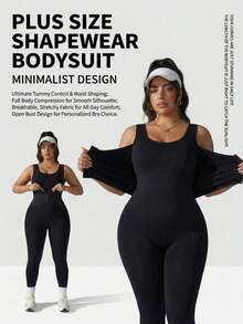 Zimi Collection 1XL-4XL Plus Size Seamless Shapewear Jumpsuit | Black Adjustable Front Buckle Tummy Control Waist Trainer Workout Bodysuit For Gym Daily Wear Under Dresses - Black - View 10