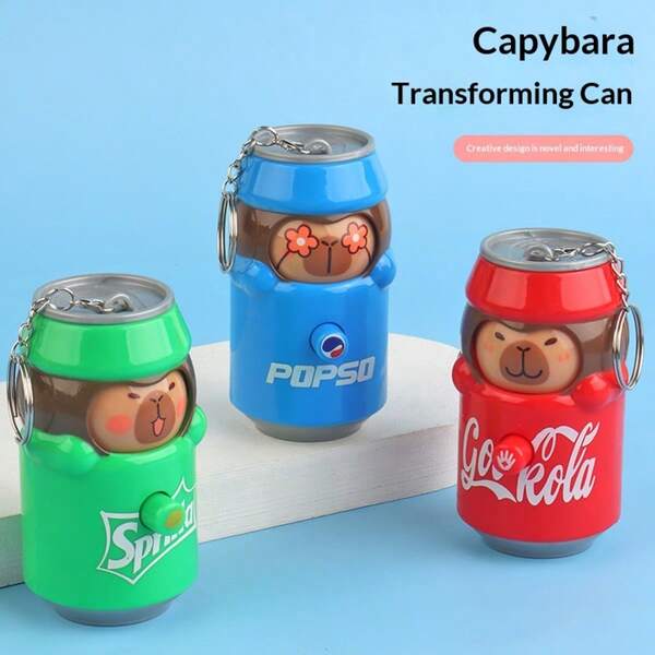 1pc 2026 Trending Cartoon Squeeze Change Face Soda Can Keychain, Stress Relief Pendant Decoration, Perfect Gift For Festival, Birthday, Valentine's Day, Interesting Present