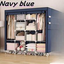 Tủ quần áo nhiều tầng kiểu tối giản, phù hợp cho lối vào nhà, ký túc xá và nhà cho thuê, có móc treo bằng kim loại, dung tích lớn, nhiều ngăn chứa đồ, bao gồm khu vực treo quần áo, vải chống bụi, dễ lắp ráp, nhiều ngăn chứa đồ, ngăn dưới có thể đựng giày, phù hợp cho nhà cho thuê. - Nhiều màu - Xem 7