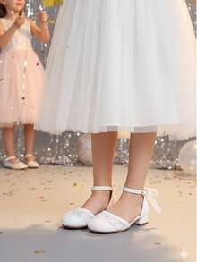 1 Pair New Fashion Elegant Lace-Up High Heels For Big Girls, Comfortable Daily Wear Shoes For Female Students, Suitable For Performance, Ballet Dance, Wedding, Party, Christmas Princess Shoes - White - View 3