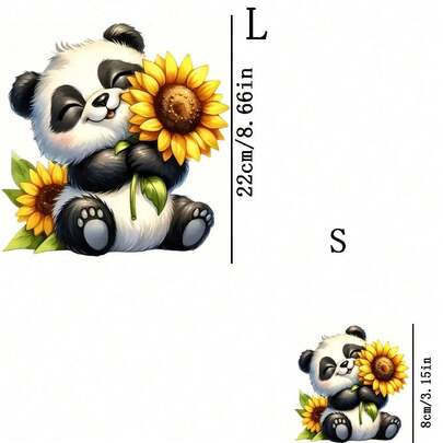 1pc/2pcs/3pcs Cute Chrysanthemum & Panda National Treasure Animal Pattern Heat Transfer Stickers, DIY Iron-On Patches, Suitable For T-Shirt Making, Pillow Decor, Backpacks, Throw Pillows, Pants, Sofa Covers, Waterproof & Fade-Resistant