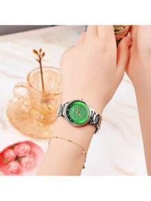 Seiko 精工 ALBA 闪亮绿色表盘水晶表圈不锈钢石英女表优雅正装表情人节礼物 AH7W27X1 - AH7W27X1 - 查看 5