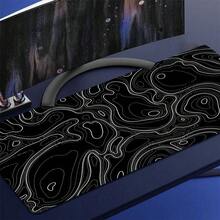 Alfombrilla de ratón grande con mapa topográfico en blanco y negro - Alfombrilla de ratón extendida con contorno, gran almohadilla para teclado, fácil de limpiar, alfombrilla de escritorio lavable con base de goma antideslizante, bordes cosidos con precisión, regalo de alfombrilla de ratón, protector de escritorio - A - Ver 3