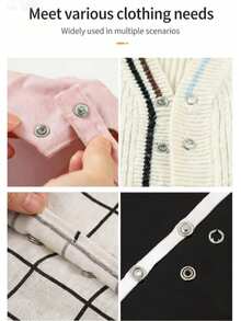 1pc Button Fastener + 200pcs Buttons, Multi-Function 5-Claw Snap Nylon No-Sew Invisible Buttons, 5-Claw Snap Button Set Includes Snap Buttons, No-Sew Buttons, Hidden Snap Buttons, 4-Part Snap Fasteners - Multi-functional Snap Button With Buttons - View 3