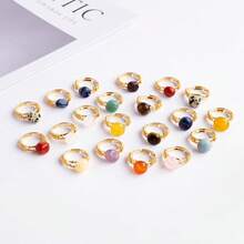 1PC Natural Crystal Amethyst Small Ball Ring Quartz Minerals Jewelry Quartz Women Fashion Ring Reiki Healing Jewelry Mother's Day Gift - Ring - View 6