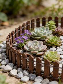 6件套迷你木栅栏套装，装饰性户外屏障，经久耐用，边缘光滑，适用于园艺和微缩景观，易于组装，非常适合打造童话花园和微缩景观主题，是情人节、愚人节、复活节馈赠亲朋好友的理想家居装饰礼物。不适合14岁以下儿童使用。 - A - 查看 2