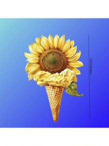 1片/2片/3片装华夫饼筒和向日葵印花布贴，可熨烫和水洗，适用于T恤、牛仔裤、毛衣、手提包、枕头、靠垫、皇后尺寸 - L - 查看 2