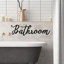 1pc Metal Bathroom Wall Decor Plaque - Black Iron Letter, Iron Metal Wall Art, Classic Style, Reusable And Removable, Suitable For Home Decor - Black - View 6