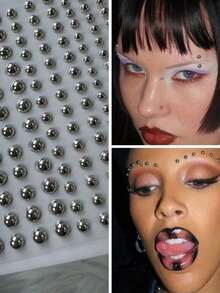 1pc Y2K Punk Vibes: Easy To Stick Rhinestone Stickers, Perfect For Instant Party Makeover - Eye, Nose And Ear Accessories Suitable For Women And Girls Halloween - A - 查看 3