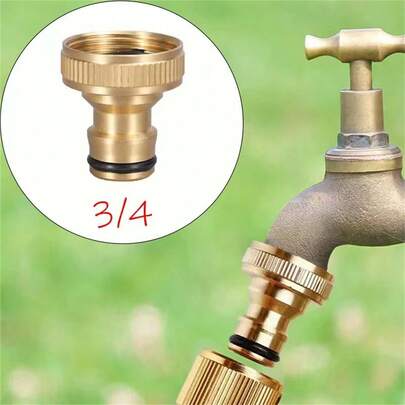 1 Set, Conector hembra de latón para grifo de lavadora estándar estadounidense de 3/4", Conector estándar de latón para pistola de agua de lavado de automóviles, Conector de grifo de latón multifuncional