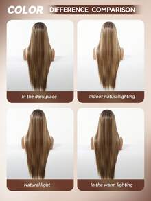 13x6蕾丝前置长直渐变棕色合成假发，适合日常、派对、化妆、舞会、情人节及其他场合。 - 彩色 - 查看 8