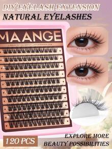 MAANGE 120pcs Cluster Lashes 8-16mm Wispy Individual Lashes Natural Look Lashes Fluffy Cluster Lash DIY Eyelash Extension Made From Premium Synthetic,Individual False Eyelashes, Eyelash Clusters, Individual False Eyelashes, False Eyelashes - Black - View 6