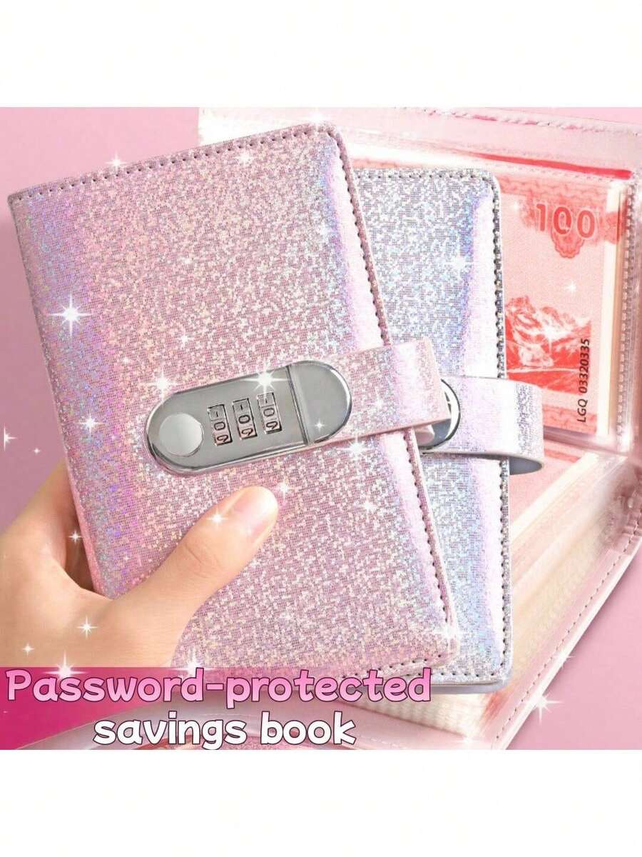 1pc New Shiny Cash Savings Passbook A6 Wallet, Can Hold Bills, Popular Budgeting Notebook