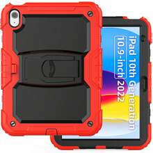 适用于 iPad (A16) 第 11 代/Air11/Air13 M3 (2025) 第 9/8/7 代 (2021/2020/2019) 的重型防震保护壳，坚固耐用的硬壳保护套，内置支架，适用于 10.2 英寸 iPad 2021/2020/2019。 - 紅色 - 查看 19
