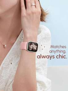 Braided Stretchy Solo Loop Compatible With Apple Watch Band Ultra 49mm 45mm 44mm 46mm 42mm 41mm 40mm 38mm Men Women, Soft Nylon Elastic Braided Wristbands Bands Strap Replacement Compatible With IWatch Ultra 2 3, Series 11/10/9/8/7/6/5/4/3/2/1 SE As A Gift For Students Returning To School - Silty Sand Color - View 7