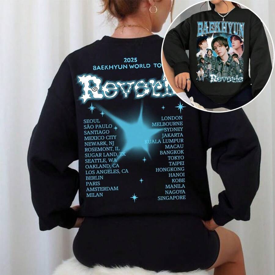 Baekhyun Reverie Tour 2025 Sweatshirt Baekhyun Essence Of Reverie Shirt Baekhyun Elevator Shirt EXO Baekhyun Concert Shirt Sweater - màu đen - Xem 1