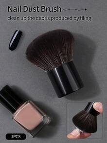 1 pièce Brosse à ongles noire douce et moelleuse, ramasse rapidement la poudre et nettoie efficacement la poussière des ongles, outil de manucure professionnel durable - Noir - Voir 3
