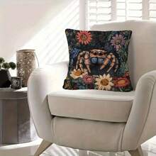 Vintage Spider Design Throw Pillow Cover - Single-Sided Printed, Envelope Closure, For Porch, Patio, Farmhouse, Living Room,Sofa,Bed,Car,Western Bedroom Decor & Daily,Festivals,Parties Decor, 18x18 Inch Decorative Pillowcase - 樣式 1 - 查看 3