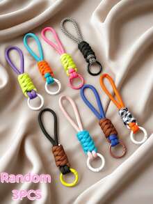 eyekan 3/5PCS Colorblock Knotted Phone Wrist Strap Short Braided Lanyard, Creative Detachable Keychain Loop With Ring, Anti-Loss Phone Case Hanging Cord, Durable Woven Wristlet For Daily Carry, Travel, Work And Gift Giving - Multicolor - View 9