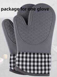 1pc Heat Resistant Silicone Oven Mitt, Suitable For Microwave, Baking, Kitchen, Home Use - Multicolor - View 1