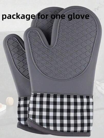 1pc Heat Resistant Silicone Oven Mitt, Suitable For Microwave, Baking, Kitchen, Home Use