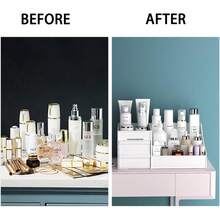 Men's And Women's Universal Skincare And Perfume Storage Cabinet, Men's And Women's Cologne Storage Cabinet, Countertop Storage Cabinet, Layered Design, Zoned Storage, Meeting Your Different Storage Needs, Perfume And Skincare Drawer - Very Suitable For Bathroom And Bedroom Storage (White), Simple White Design, Elegant And Generous, Suitable For Various Family Occasions, Essential For Home Items - White - View 4