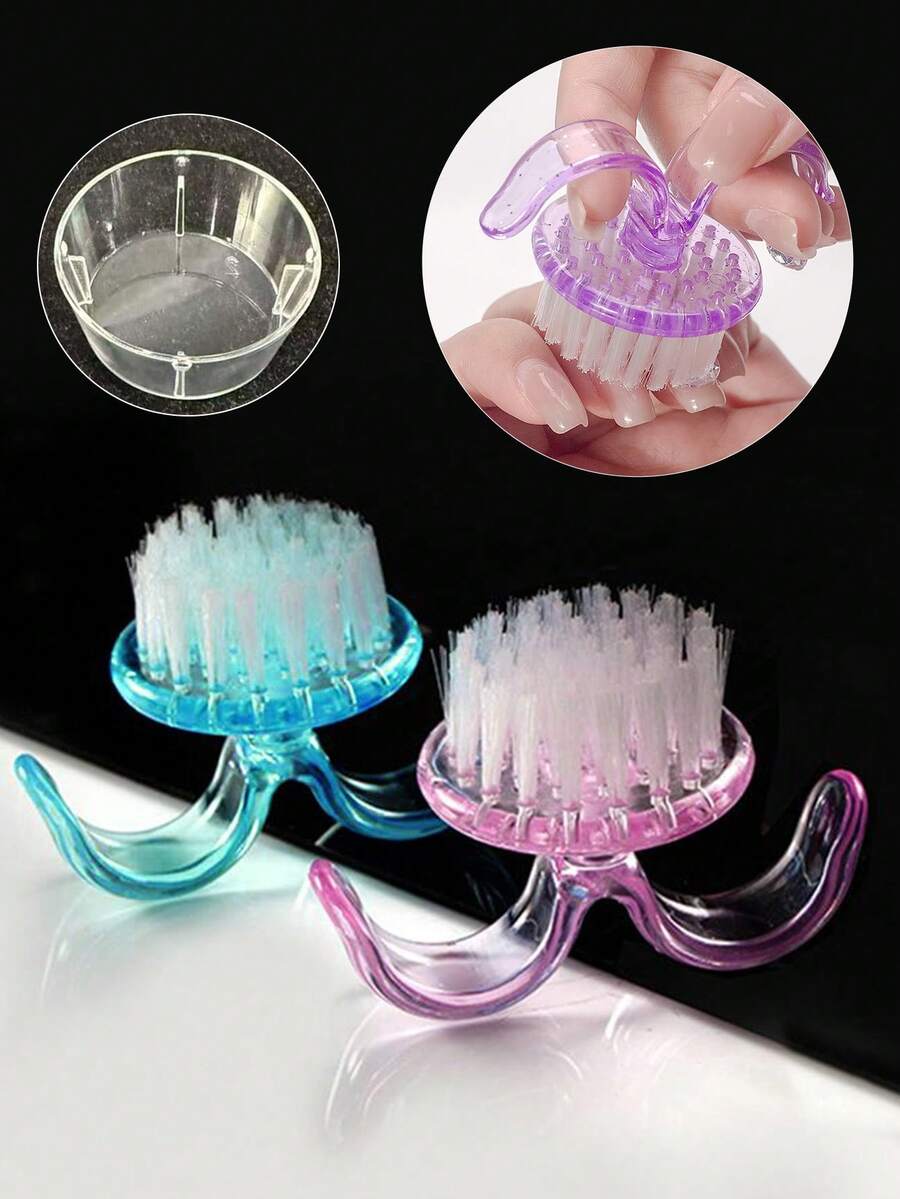 带盖指甲粉清洁刷，便携式软毛指甲工具，用于去除指甲粉并精准清洁指甲，适合美甲沙龙和家庭使用。 - 彩色 - 查看 1