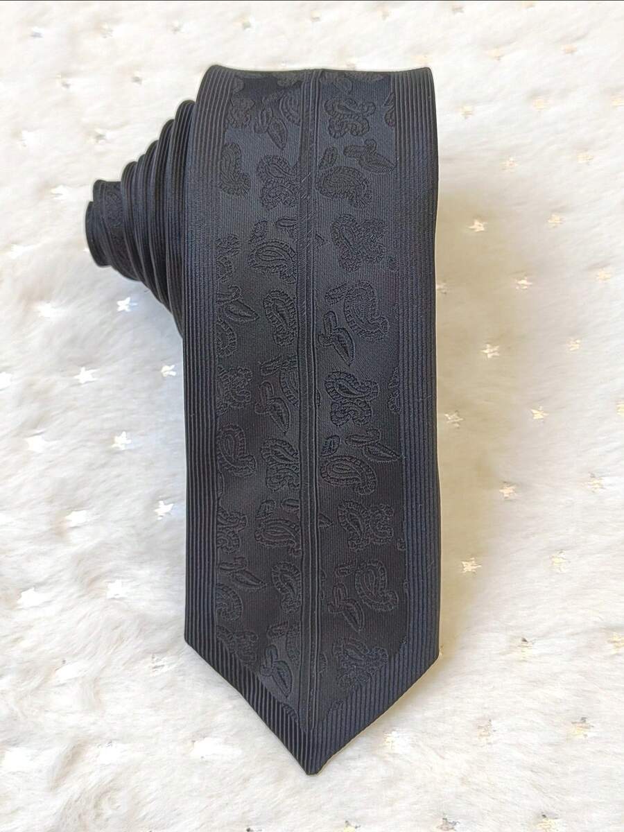 Men's Slim 3D Tie With Glitter, Slim (6cm), Casual Fabric. - Black - View 1