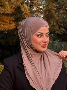 1件装女士中东阿拉伯迪拜土耳其穆斯林纯色经典简约时尚休闲优雅端庄莫代尔丝棉柔软透气头巾帽，多功能围巾头巾，适合日常生活、节日、聚会、礼拜等场合。 - turban - 查看 3