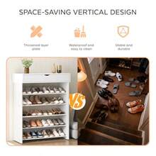 5-Tier Shoe Rack With Top Cabinet 29.5 Inches Shoe Storage Shelf Shoes Organizer For 20-25 Pairs Wooden + Metal Shees Shoe Rack For Entryway Bedroom Hallway Black - White - View 6