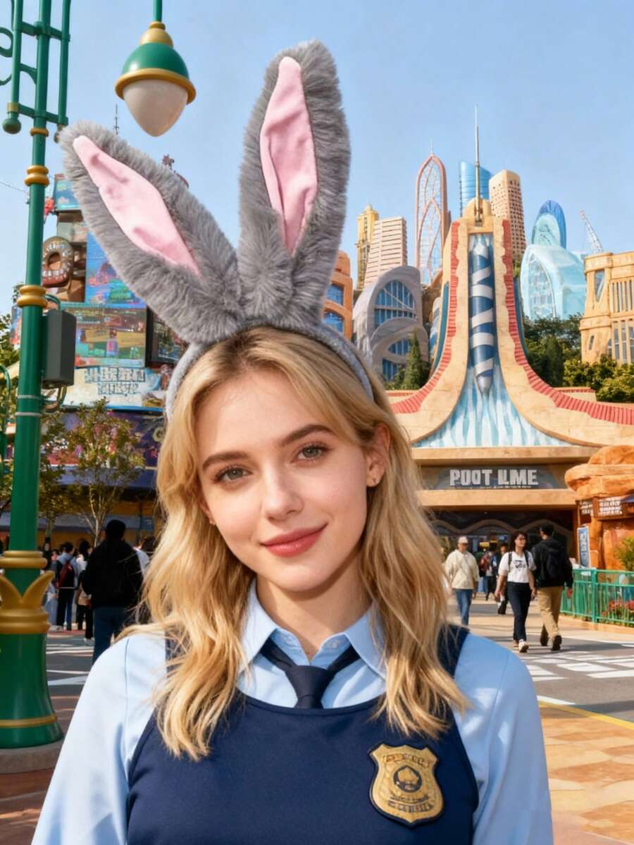 Judy Hopps Costume Set With Movable Ears And Tail - Official Bunny Ears Headband, Plush Rabbit Ear Hair Hoop, Suitable For Halloween, Anime Conventions And Theme Parties - Multicolor - View 1