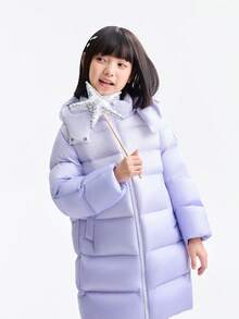 Annil [Rhyolite Series] Girl's Children's Long-Sleeved Down Jacket For Winter - Warm, Windproof, Thickened, Gradient Pattern - Purple Base Flowers - View 2