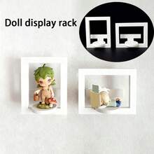 Soporte de exhibición de pared y de mesa para figuras de caja ciega, estantería de pared para figuritas, sin necesidad de perforar, fácil de crear una galería coleccionable en el hogar, estante de exhibición de figuritas blanco - 2pcs - Ver 1