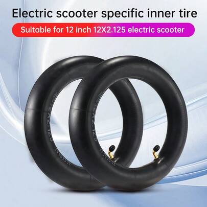 12英寸电动自行车/滑板车丁基橡胶内胎，适用于12x2.125脚踏自行车、折叠通勤自行车，12 1/2x2 1/4内胎，90°弯头加厚气门嘴内胎