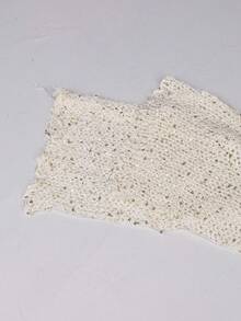 Yuwenier Sexy Hollow Out Sheer Sequin Embellished Crochet Cover-Up Batwing Long Sleeve Loose Fit Tops Rave Party Outfits For Women - Apricot - View 10