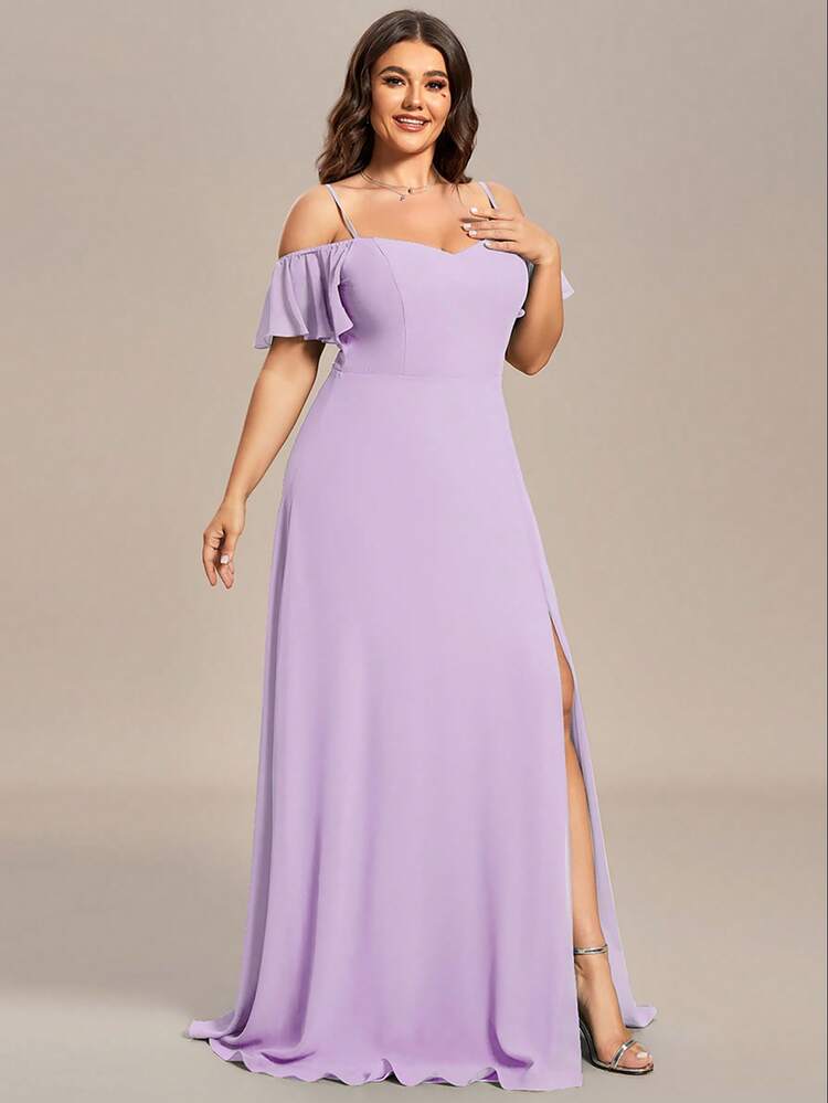 plus size bridesmaid dresses lavender EVERPRETTY Elegant, Romantic And Charming Plus Size Lavender One-Shoulder Bridesmaid  Dress, Suitable For Spring/Summer Wedding Guests Party