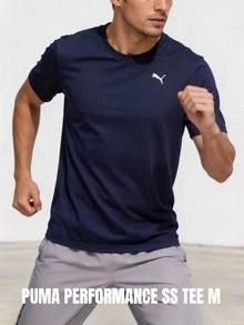 Puma Men's Performance Short Sleeve Tee M, Soft Comfortable Casual Running, Workout Activewear Top - Navy Blue - View 1