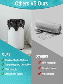 200个/15.75*23.62英寸厨房浴室垃圾袋,6卷/50个背心式垃圾袋,适用于办公室、厨房、卧室垃圾桶,黑色便携耐用垃圾袋 - 彩色 - 查看 8