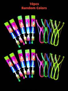50pcs Cool Glowing Arrow Rocket Helicopter Flying LED Light Party Fun Gift Rubber Band Launcher, Party Atmosphere Supplies - Multicolor - View 10
